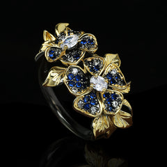 Felistly Jewelry: Luxury Elegant Women's Floral Colorful Zircon Statement Ring for Party Jewelry Accessories