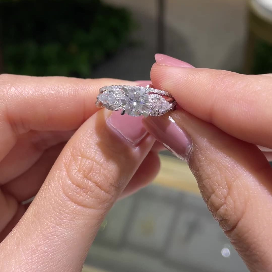 engagement rings for women | 2ct Marquise Moissanite Ring - 925 Silver with Platinum Plating