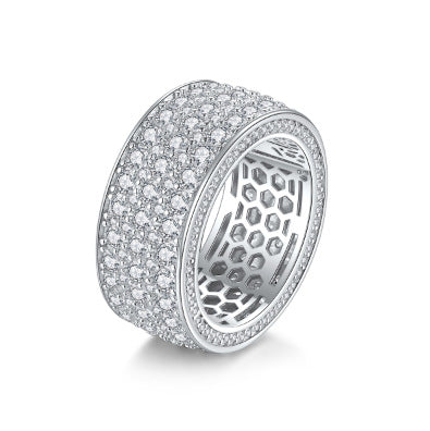 Men gents ring Viral Men's Icy Moissanite Ring - Hip-Hop Inspired Pavé with Edgy Cut-Outs