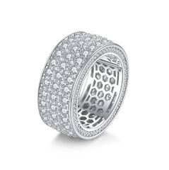 Men gents ring Viral Men's Icy Moissanite Ring - Hip-Hop Inspired Pavé with Edgy Cut-Outs