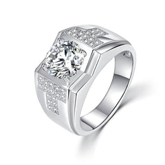 Felistly Jewelry men gents ring S925 Sterling Silver Moissanite Men's Ring 2CT Light Luxury Design Fashion Elegant High-end Wedding Band
