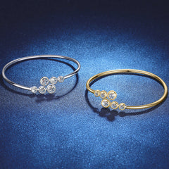 Felistly Jewelry: 1.8CT Moissanite Bubble Bracelet - Elastic Stretch Bangle Silver Jewelry for Wome