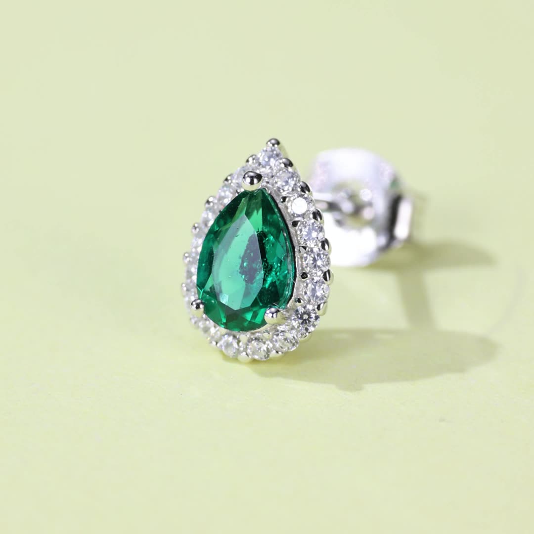 Minimalist Luxury Teardrop Earrings for Women – S925 Silver with Lab-Created Colored Gemstones
