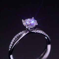 engagement rings for women | 1ct Moissanite Twist Band Ring - Platinum Plated 925 Silver Women's Jewelry | vintage inspired moissanite engagement rings