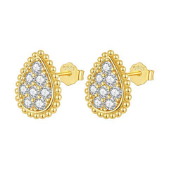 Minimalist S925 Sterling Silver Moissanite Stud Earrings for Women / Fashionable 18K Gold Teardrop Earrings New Arrival