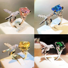 Felistly Jewelry: High-End Custom Design Gemstone Women's Ring - Sugar Cube Stone Hummingbird Ring