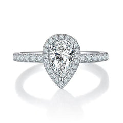 Pear-Shaped 1ct D Color Moissanite Ring - 925 Silver & White Gold Plated