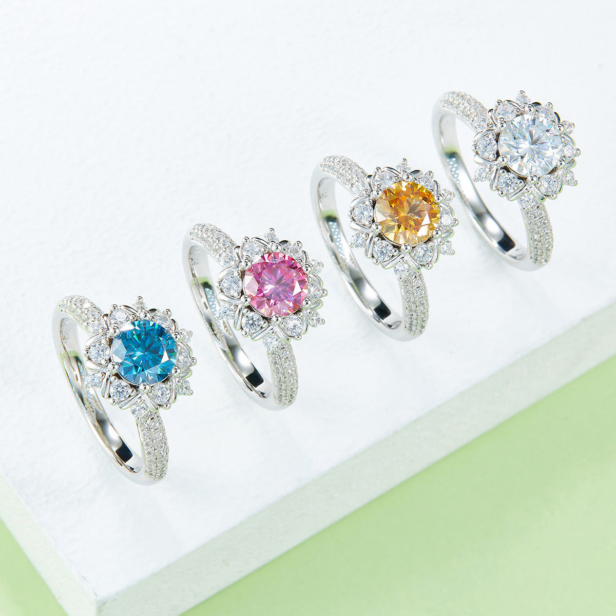 engagement rings for women 1-Carat D Color Moissanite 'Luanhua' Floral Ring for Women
