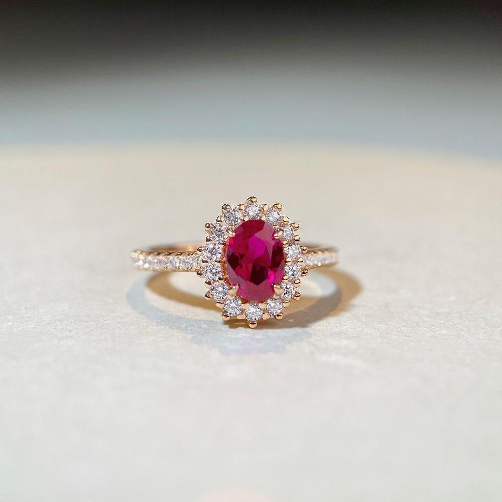 Felistly Jewelry: Pigeon Blood Ruby Cocktail Ring for Women - S925 Sterling Silver & 18K Gold Red Gemstone Diamond Ring, Fashion Minimalist Stackable Band