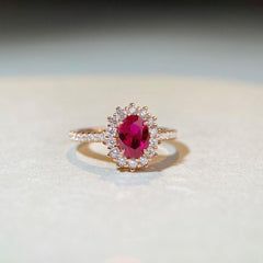 Felistly Jewelry: Pigeon Blood Ruby Cocktail Ring for Women - S925 Sterling Silver & 18K Gold Red Gemstone Diamond Ring, Fashion Minimalist Stackable Band
