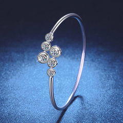 Felistly Jewelry: 1.8CT Moissanite Bubble Bracelet - Elastic Stretch Bangle Silver Jewelry for Wome