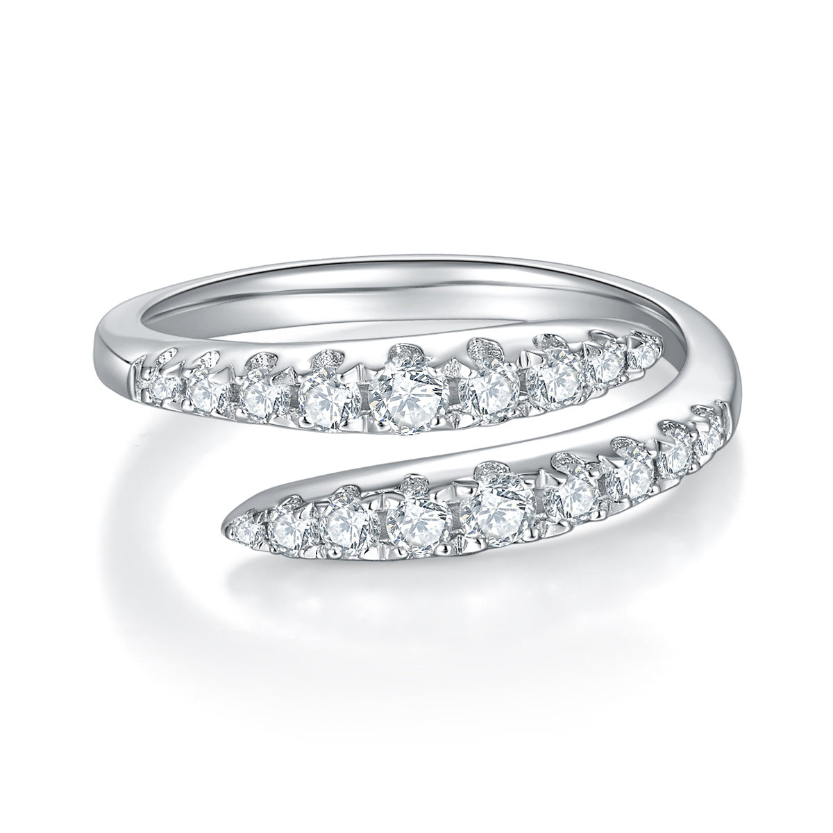 wedding bands for women moissanite| Viral 1ct D Moissanite Open Ring - Rhodium Plated 925 Silver Double Stackable Band