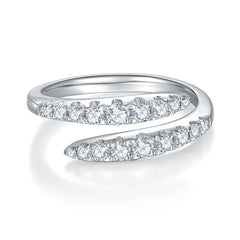 wedding bands for women moissanite| Viral 1ct D Moissanite Open Ring - Rhodium Plated 925 Silver Double Stackable Band