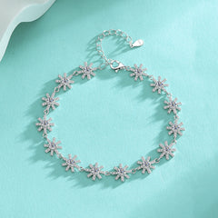 Felistly Jewelry: Sparkling Cross Flower Bracelet - 925 Silver Moissanite Dainty Jewelry for Women
