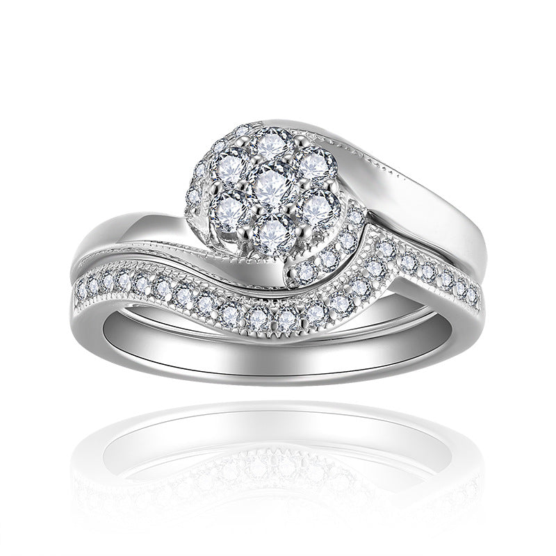 Antique-Inspired Snowflake Moissanite Ring – Platinum Over Sterling Silver