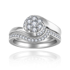 Antique-Inspired Snowflake Moissanite Ring – Platinum Over Sterling Silver