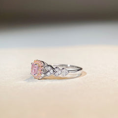 Felistly Jewelry: S925 Sterling Silver Cute Pink Diamond Ring - Ins Style Minimalist Luxury High Carbon Diamond Ring for Women