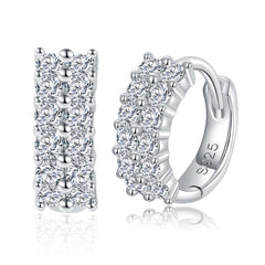 Double Row D Color Moissanite Studs - 18K Gold Plated 925 Silver Everyday Luxury