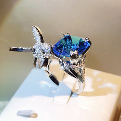 Felistly Jewelry: High-End Custom Design Gemstone Women's Ring - Sugar Cube Stone Hummingbird Ring