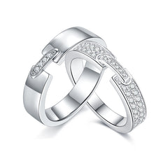 His & Hers Moissanite Wedding Rings – Platinum Over Sterling Silver Minimalist Bands