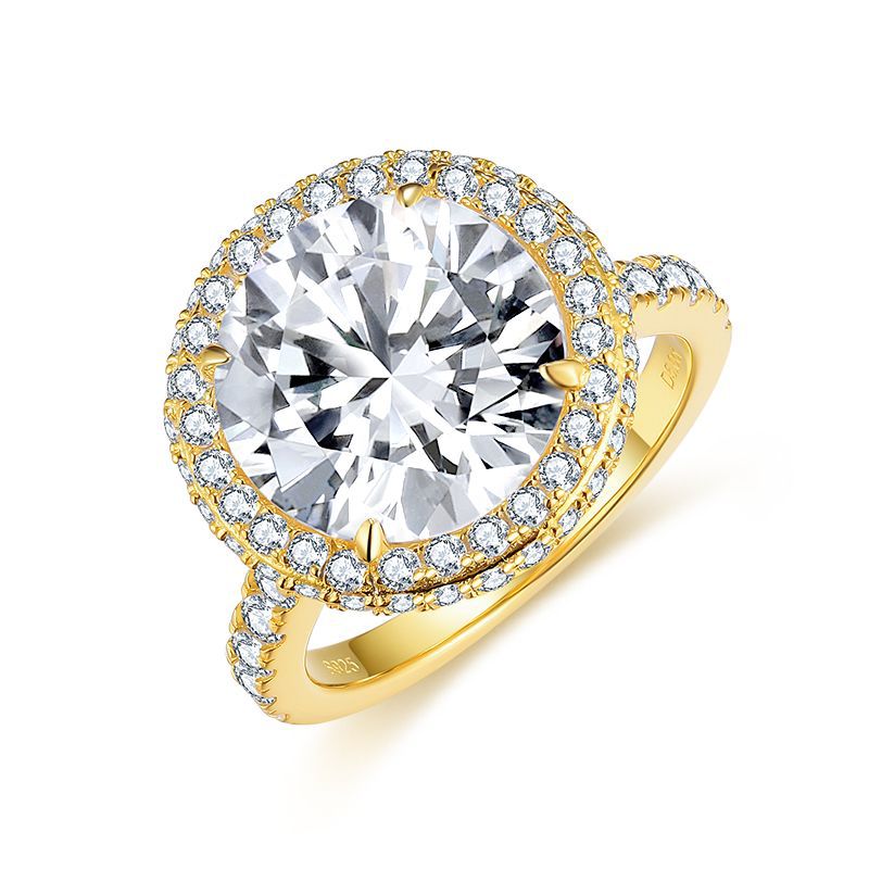 Felistly Jewelry: engagement rings for women | Classic Vintage 5ct Round Bezel Set Ring in Sterling Silver 18K Yellow Gold Plated |moissanite vintage rings