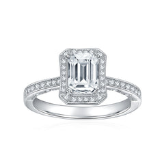 moissanite emerald cut ring 1.25ct D Color Moissanite Ring – Platinum-Plated 925 Silver | engagement rings for women