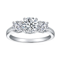 moissanite vintage rings three-Stone 1ct & 2*0.5ct D Moissanite Ring - Platinum Plated 925 Silver 'Three Lives' Jewelry engagement rings for women
