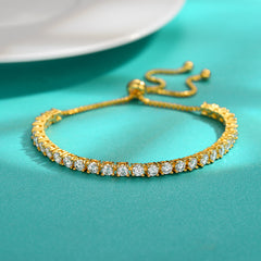 Felistly Jewelry: New S925 Sterling Silver Moissanite Tennis Bracelet - Full Pavé Adjustable Size Minimalist Jewelry