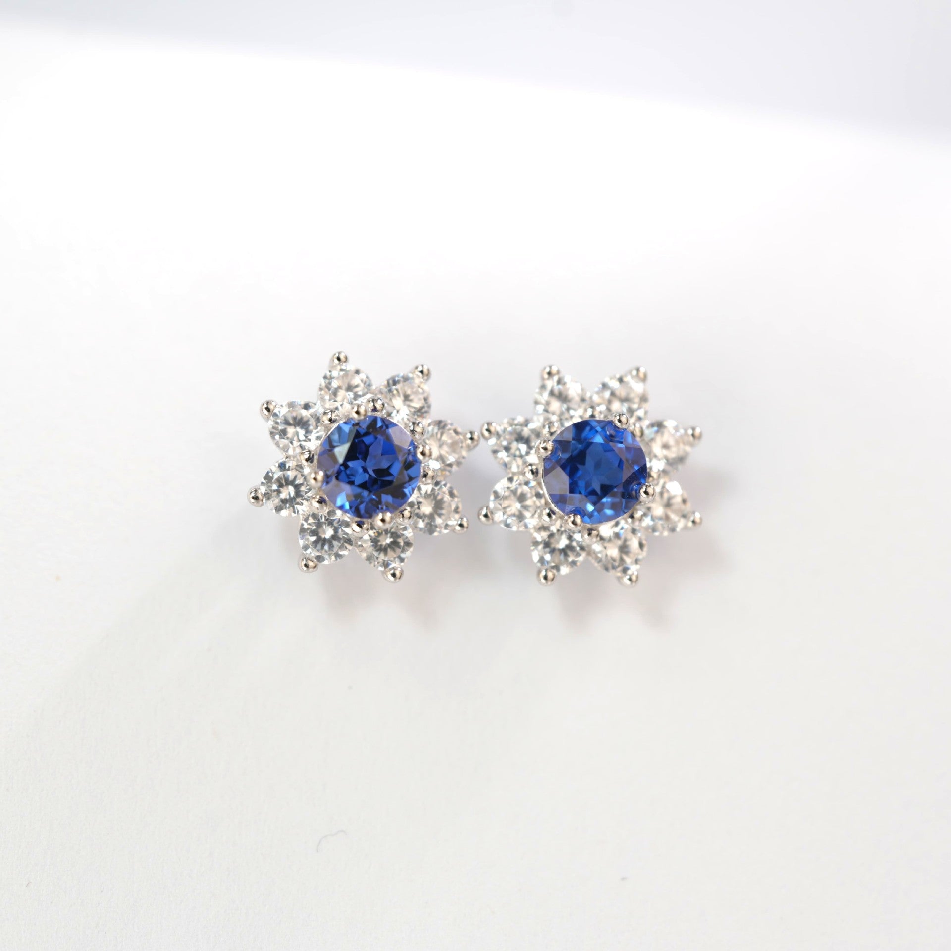 Floral Ruby Stud Earrings - Lab-Created Gemstone 925 Silver Everyday Jewelry