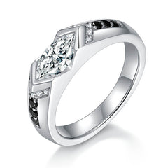 Unique 1ct Marquise Moissanite Ring - 5x10mm Elongated Cut in Platinum Plated 925 Silver