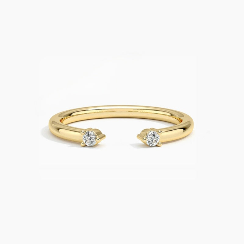 Felistly Jewelry:French Holiday Collection - Stackable S925 Gold Plated Moissanite Rings (Dainty Unisex Set)