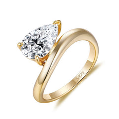 Felistly Jewelry: Unique Design Bestseller 3ct (7x11mm) Moissanite S925 Silver 18k Gold Plated Ring for Women