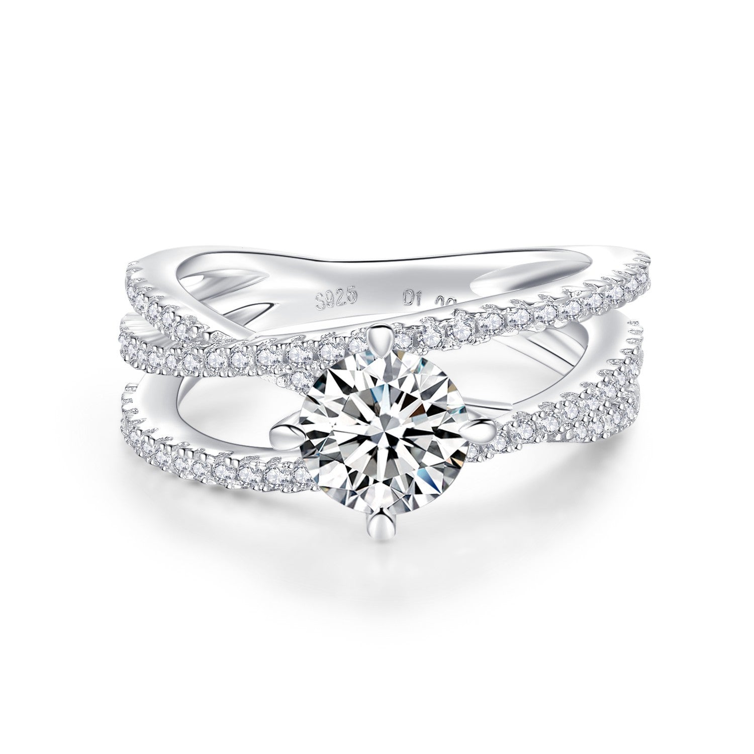 Three Lifetimes Love: 1ct D Color Moissanite Rhodium Ring - Mismatched Stackable Design |engagement rings for women