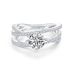 Three Lifetimes Love: 1ct D Color Moissanite Rhodium Ring - Mismatched Stackable Design |engagement rings for women