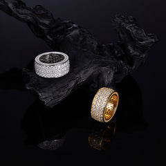 Men gents ring Viral Men's Icy Moissanite Ring - Hip-Hop Inspired Pavé with Edgy Cut-Outs