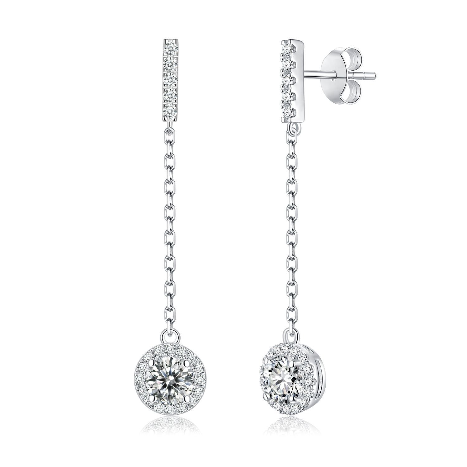 1 Carat Moissanite Drop Earrings – 925 Silver Princess Stud for Women (Minimalist Elegance)
