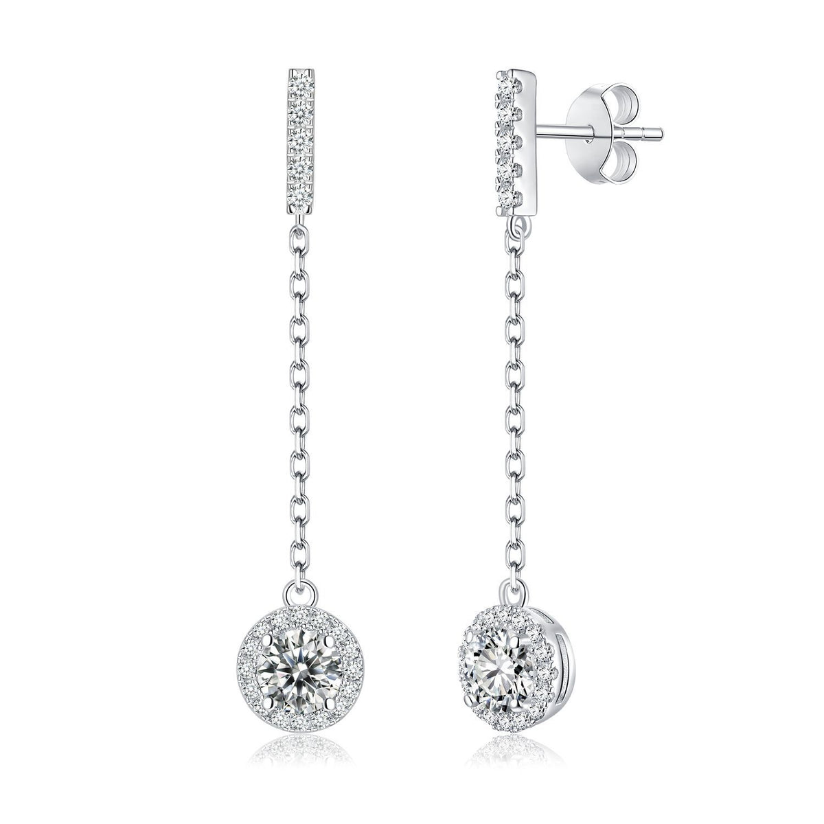 1 Carat Moissanite Drop Earrings – 925 Silver Princess Stud for Women (Minimalist Elegance)