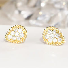 Minimalist S925 Sterling Silver Moissanite Stud Earrings for Women / Fashionable 18K Gold Teardrop Earrings New Arrival