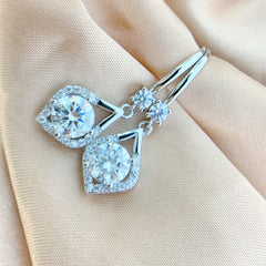 S925 Sterling Silver Moissanite Drop Earrings (1ct/2ct) – High-End Cubic Zirconia Fashion Dangle Earrings
