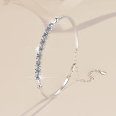 Felistly Jewelry: Adjustable Moissanite Slider Bracelet Set - 925 Silver Stackable Bangle & Chain