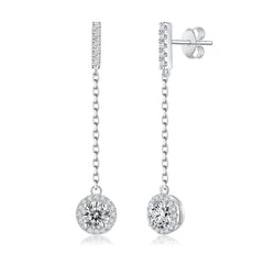 1 Carat Moissanite Drop Earrings – 925 Silver Princess Stud for Women (Minimalist Elegance)