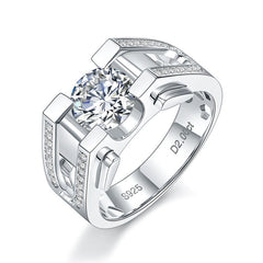 Felistly Jewelry: Men gents ring 2CT Moissanite Men's Ring in S925 Sterling Silver - Luxury Minimalist Design, Elegant Wedding Band Jewelry for Men