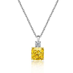 Luxury 10mm Square Octagon Lab Diamond Pendant – 18K Gold Plated Sterling Silver Necklace