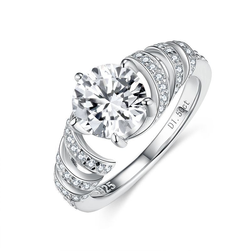 engagement rings for women | 1.5ct D Color Moissanite Engagement Ring – Rhodium-Plated 925 Silver | moissanite vintage rings