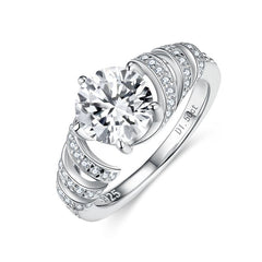 engagement rings for women | 1.5ct D Color Moissanite Engagement Ring – Rhodium-Plated 925 Silver | moissanite vintage rings