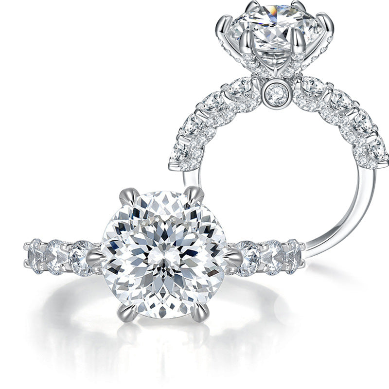 5ct Firework Moissanite Ring - Platinum Over Sterling Silver Engagement rings for women | moissanite vintage rings