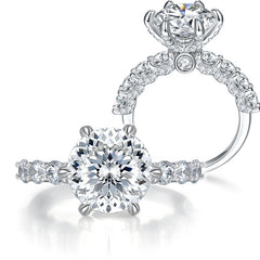 5ct Firework Moissanite Ring - Platinum Over Sterling Silver Engagement rings for women | moissanite vintage rings