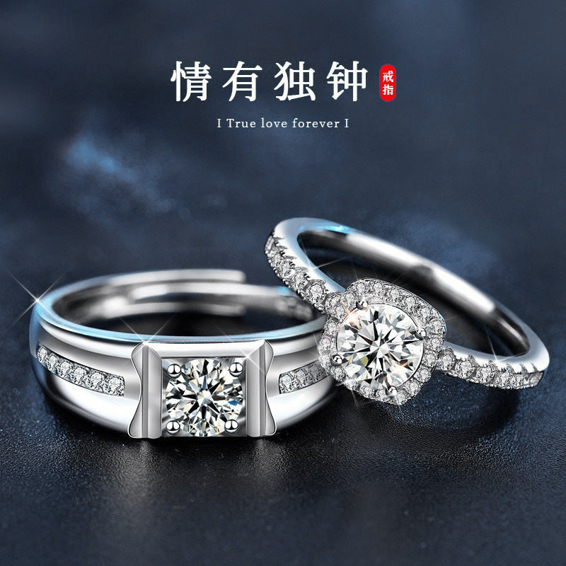 "His & Hers Moissanite Wedding Bands - Platinum Plated 925 Silver (Destined Love Collection)