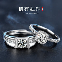 "His & Hers Moissanite Wedding Bands - Platinum Plated 925 Silver (Destined Love Collection)