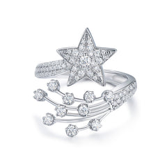 engagement rings for women | Celestial Comet Ring - 925 Silver with Platinum Plating & Pavé Moissanites